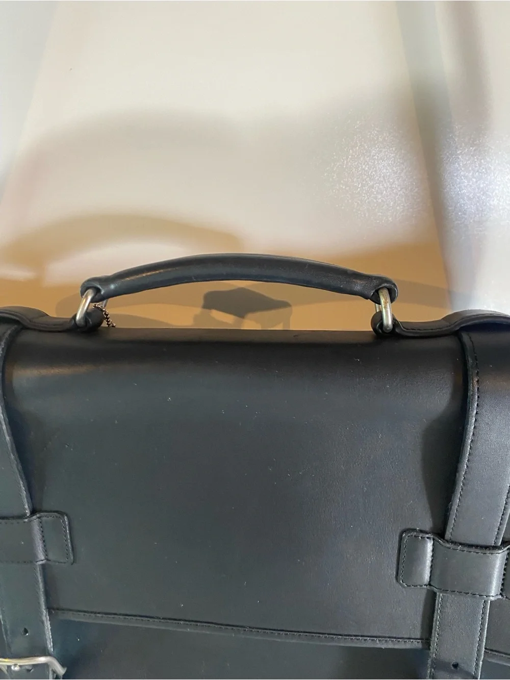 Vintage Coach Black Leather Briefcase Laptop Messenger Bag Adjustable Strap